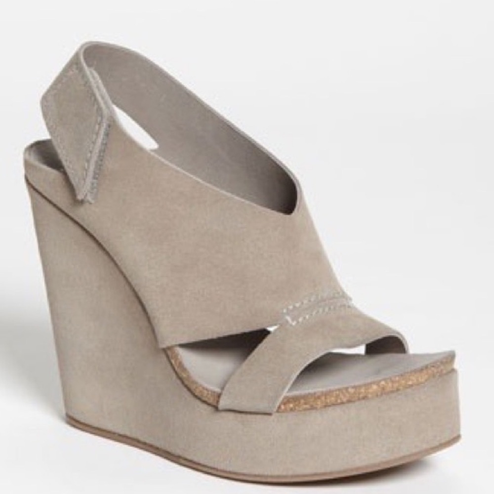 PEDRO GARCIA grey Tamesis suede wedge sandal
